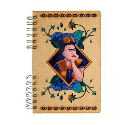 Papeterie - Carnet en bois durable - papier recyclé - coude FRIDA KAHLO - KOMONI AMSTERDAM