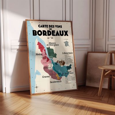 Affiches - Carte des vins de Bordeaux - LES ROUTES DU VIN