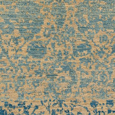 Tapis design - Abrashed Floral Cartouches, Hues of Warm Beige & Pastel Blues - ZOLLANVARI INTERNATIONAL