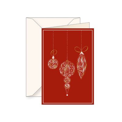 Card shop - Carte de voeux "Decorazione Natale rosso" avec enveloppe - TASSOTTI - ITALY