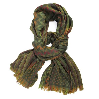 Throw blankets - Maxi Cotton Silk Scarf - Planetarium - multicolored khaki - SOPHIE GUYOT SILKS