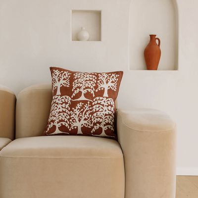 Fabric cushions - Nature's Whisper: square cushion with Saal tree print - NAKI+SSAM