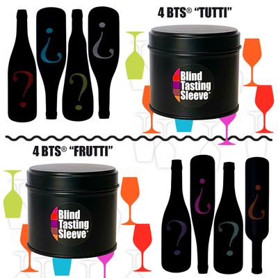 Accessoires pour le vin - BLACK METAL BOX - 4 BLIND TASTING SLEEVES® - REF. TUTTI - BLIND TASTING SLEEVE®