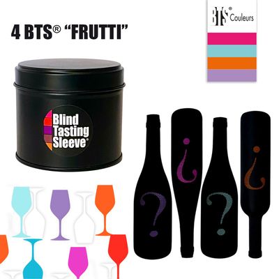 Wine accessories - BLACK METAL BOX - 4 BLIND TASTING SLEEVES® - REF. FRUTTI - BLIND TASTING SLEEVE®