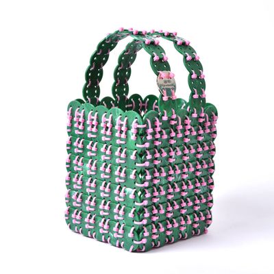 Sacs et cabas - WASTE NO MORE / Upcycling / Tietie Bag & Objet / Green-Pink 4 sizes - PLAYNOMORE