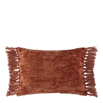 Coussins textile - Housse de coussin PAULA velours irisé orange brûlé - BLANC D'IVOIRE