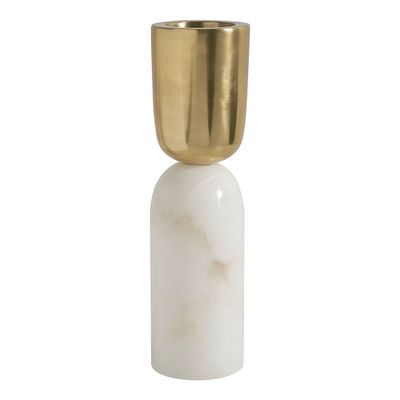 Candlesticks and candle holders - NOVA marble and gold metal tealight holder - BLANC D'IVOIRE