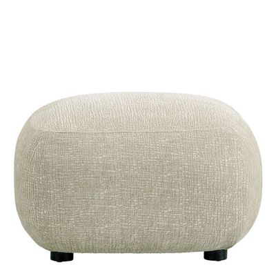 Poufs - Pouf LISETTE tissu jacquard de velours sable - BLANC D'IVOIRE