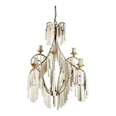 Hanging lights - ANASTASIA metal and pearl pendant light - BLANC D'IVOIRE