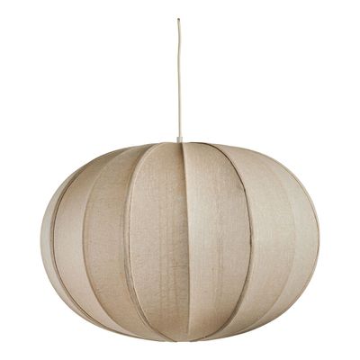 Hanging lights - CALYPSO round pendant light in cream fabric - BLANC D'IVOIRE