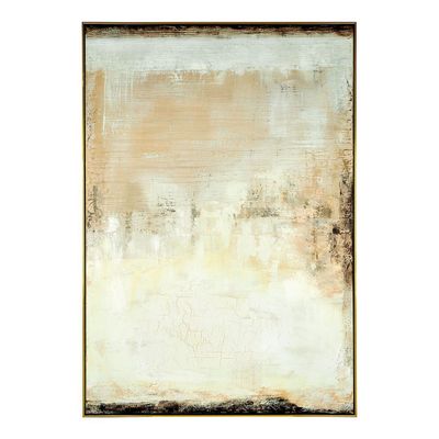 Tableaux - Tableau LUEUR ROSEE peinture acrylique blanc et rose - BLANC D'IVOIRE