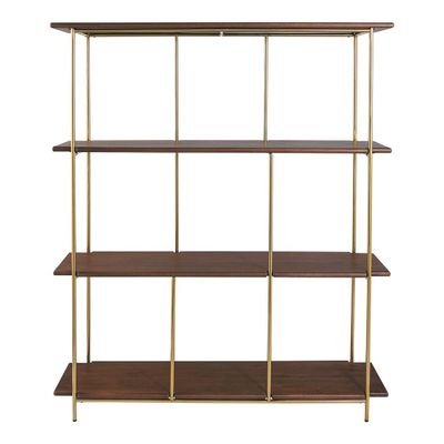 Bookshelves - VICTOR bookcase in waxed mango wood, walnut finish and metal - BLANC D'IVOIRE