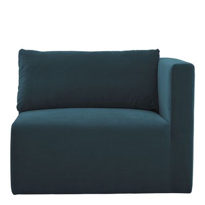 Sofas - LOU sofa in peacock blue cotton velvet right module - BLANC D'IVOIRE