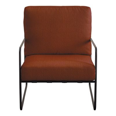 Armchairs - GASPARD armchair with removable cover in terracotta terry fabric and metal  - BLANC D'IVOIRE