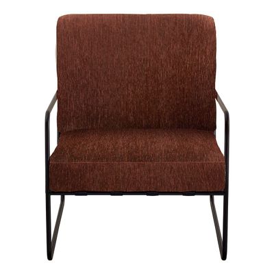 Armchairs - GASPARD armchair with removable cover in brick red corduroy and metal  - BLANC D'IVOIRE