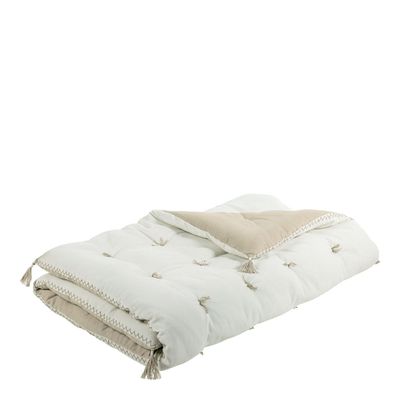 Linge de lit - Futon MATTEO velours de coton blanc - BLANC D'IVOIRE