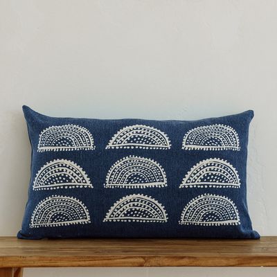 Fabric cushions - Radiance: Handcrafted Sunburst Print Lumbar Pillow - NAKI+SSAM