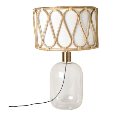 Table lamps - SUZANNE lamp base transparent glass - BLANC D'IVOIRE