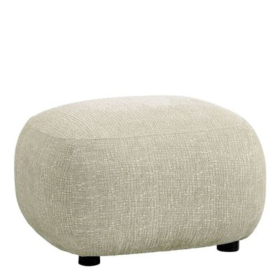 Poufs - Pouf LISETTE tissu jacquard de velours sable - BLANC D'IVOIRE