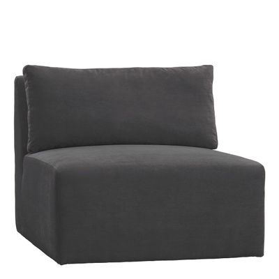 Sofas - LOU sofa dark gray cotton velvet central module  - BLANC D'IVOIRE