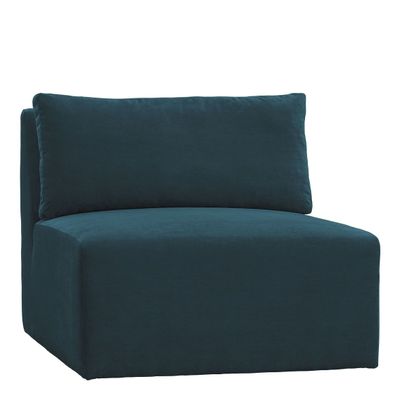 Sofas - LOU sofa in peacock blue cotton velvet central module  - BLANC D'IVOIRE