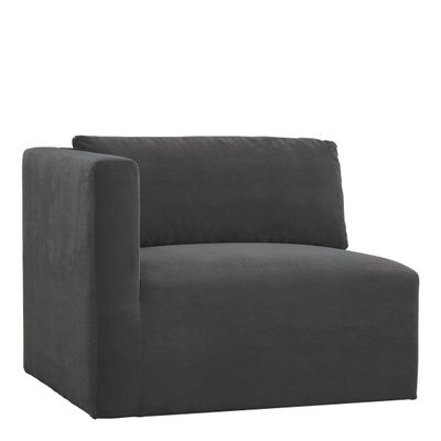Sofas - LOU sofa dark gray cotton velvet left module  - BLANC D'IVOIRE