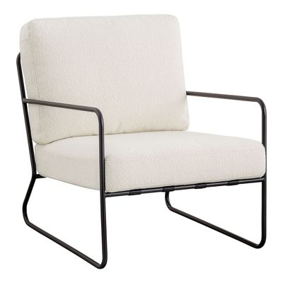 Armchairs - GASPARD armchair with removable cover in cream terry fabric and metal  - BLANC D'IVOIRE