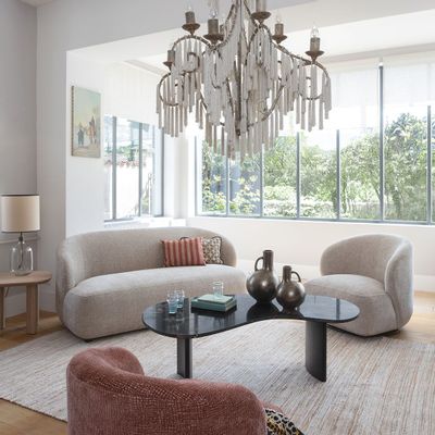 Fauteuils - Fauteuil LISETTE tissu jacquard de velours sable  - BLANC D'IVOIRE