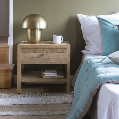 Night tables - MARCELLE bedside table recycled light oak  - BLANC D'IVOIRE