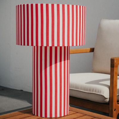 Lampes à poser - Lampe OCTAVEO rayée rouge et blanc GM - CÔTE OUEST DÉCO - PRO