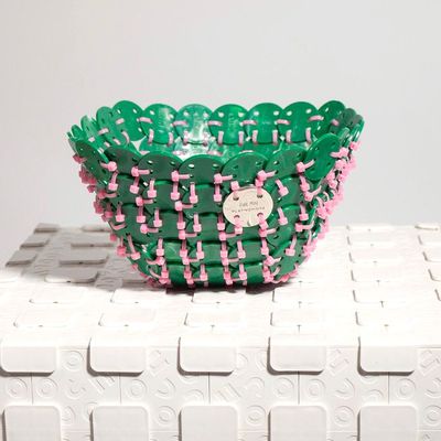 Plateaux - WASTE NO MORE / Upcycling / Tietie Basket / Green-Pink 2 sizes - PLAYNOMORE