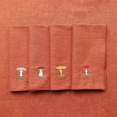 Linge de table textile - Serviette en lin | FUNGHI - GIARDINO SEGRETO