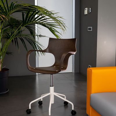 Assises pour bureau - CHAISE ERBI MOKA, châssis pivotant sur roulettes - STILFIBRA