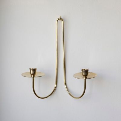 Decorative objects - DOUBLE ARM BRASS CANDLEHOLDER - MAHE HOMEWARE