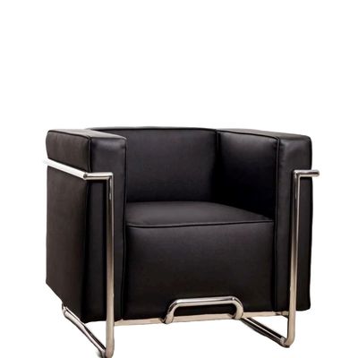 Armchairs - Lounge Box Armchair - Black Italian Leather - VIBORR