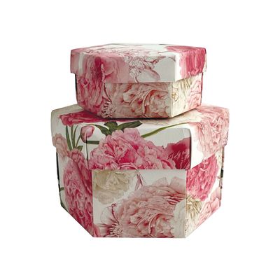 Stationery - Set 2 hexagon gift boxes with lid - "Peonie" - TASSOTTI - ITALY