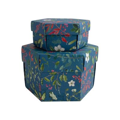 Papeterie bureau - Set 2 boîtes cadeaux hexagonales - " Flora a Natale " - TASSOTTI - ITALY