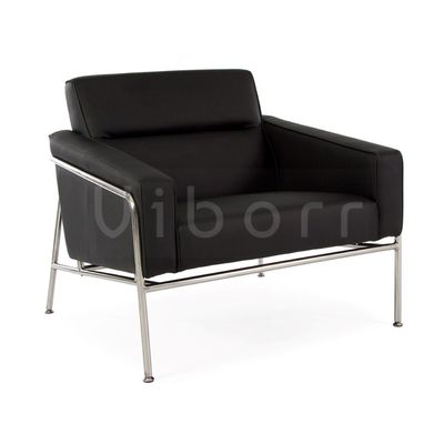 Armchairs - Vibsen Lounge Chair - Black Italian Leather - VIBORR