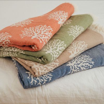 Throw blankets - 100% COTTON BLANKET - MARINE BREEZE - PAMUKME