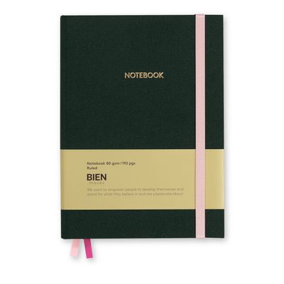 Stationery - Fashion Basic Cotton/Satin Notebook in Dark Green - BIEN MOVES