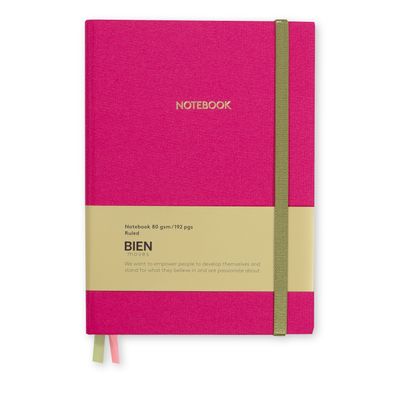 Stationery - Fashion Basic Cotton/Satin Notebook in Fuchsia - BIEN MOVES