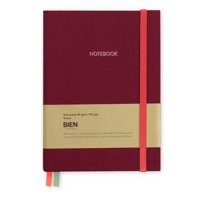 Stationery - Fashion Basic Cotton/Satin Notebook in Burgundy - BIEN MOVES