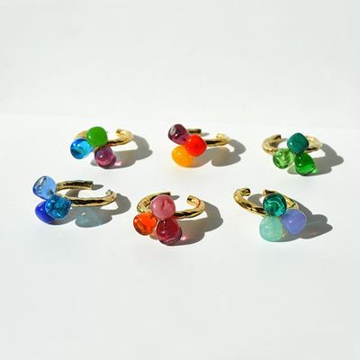 Gifts - Artisan Murano glass Laleti collection ring. Gold plated. (6 rings) - CHAMA NAVARRO