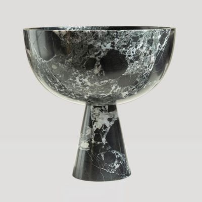 Vases - BLACK GREEN LEVANTO MARBLE PEDESTAL BOWL XL - KIWANO CONCEPT