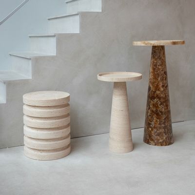 Other tables - TRAVERTINE LAYER STOOL SIDE TABLE - KIWANO CONCEPT