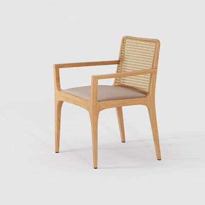 Chaises de jardin - "JULIA" CHAISE MINIMALISTE AVEC ACCOUDOIRS EN BOIS MASSIF - ALESSANDRA DELGADO DESIGN