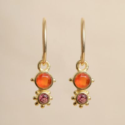 Bijoux - Earring hanging Guarani red agate 3mm round g.pl - MUJA JUMA