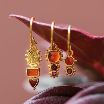 Bijoux - Earring hanging Guarani red agate 3mm round g.pl - MUJA JUMA