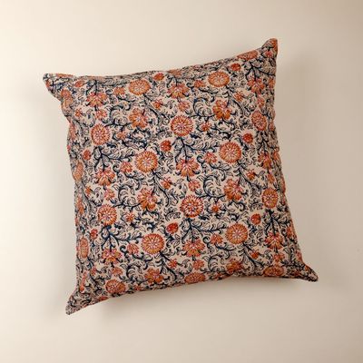 Fabric cushions - Hand Block Print Cotton Cushion Cover Sunset Horizon - NINÉH