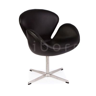 Armchairs - Siborr Lounge Chair - Black Italian Leather - VIBORR